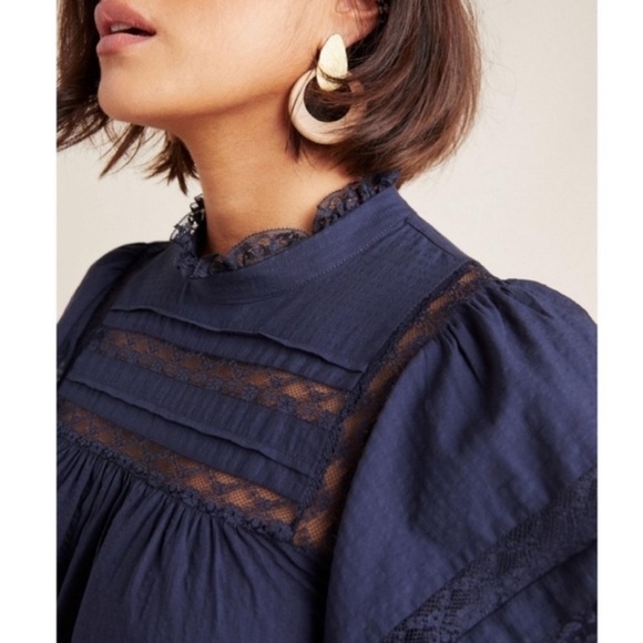 Anthropologie Maeve Navy Fleetwood Cotton Shift Dress - Picture 3 of 12